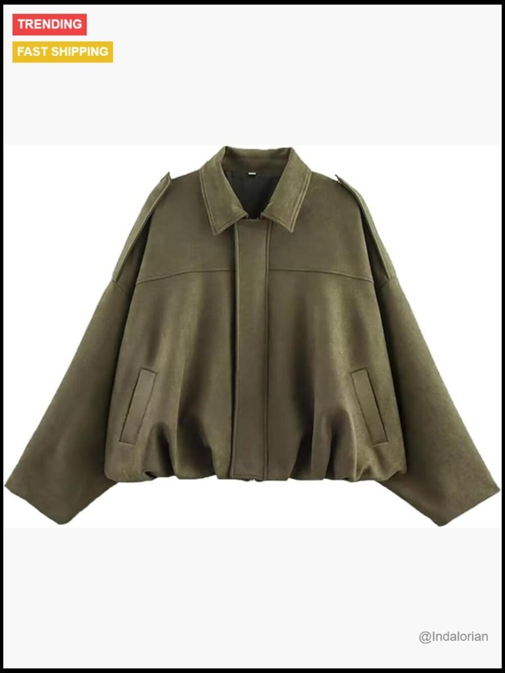 Faux Suede Bomber Jacket Oversized Lapel Pilot Cropped Coat